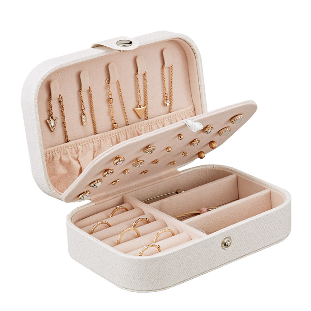Double-layer jewelry storage box earrings ring flannel jewelry box