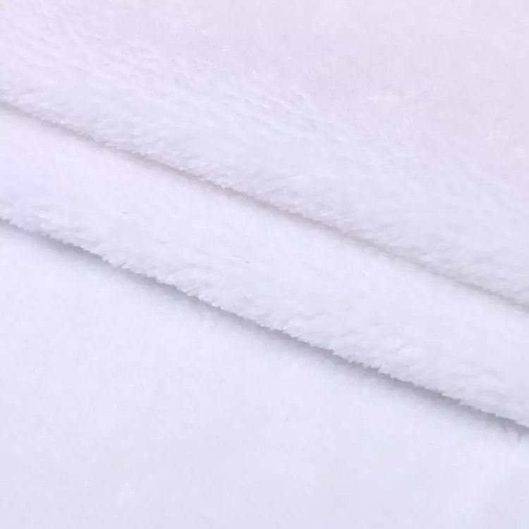 Фабрика BSCI Oeko-Tex, односторонняя плюшевая Мягкая Белая фланелевая флисовая ткань из 100% полиэстера