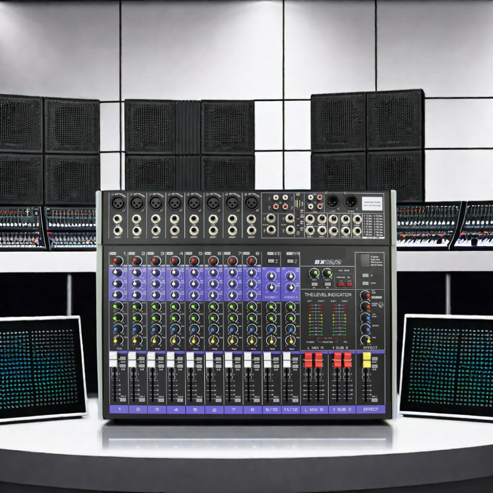 professional audio video 12 Channel dj controller/audio console mixer for home audio mixer console party sound equipment bx122