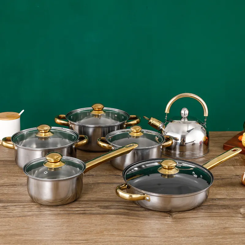 New products of the factory in 2021 Stainless steel cooking  pot ware non stick cookware set