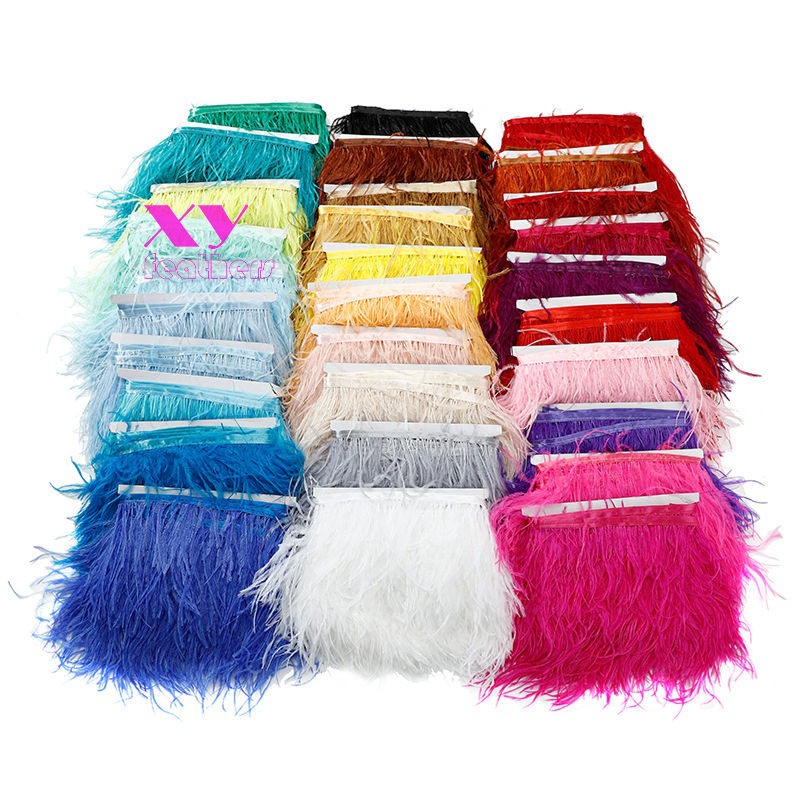 8-10cm Fashion Dyed Ostrich Feather Fringe Trim Feather Trimming Tassel for Handbags, Shoes