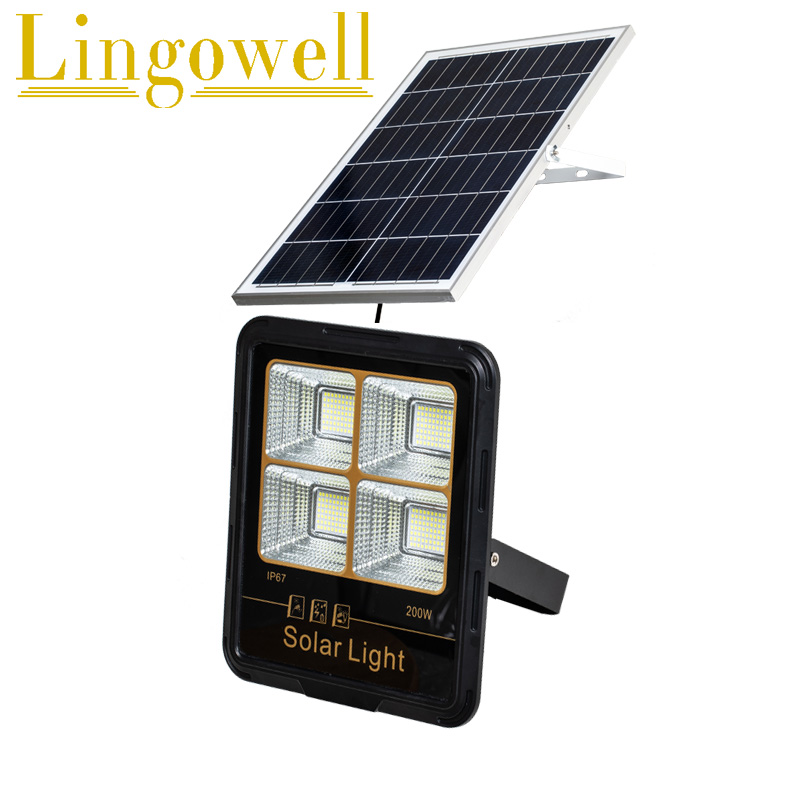 Manufacture Led JD Solar Flood Light 200W IP65 outdoor High lumen Remote Control New solar light 2021