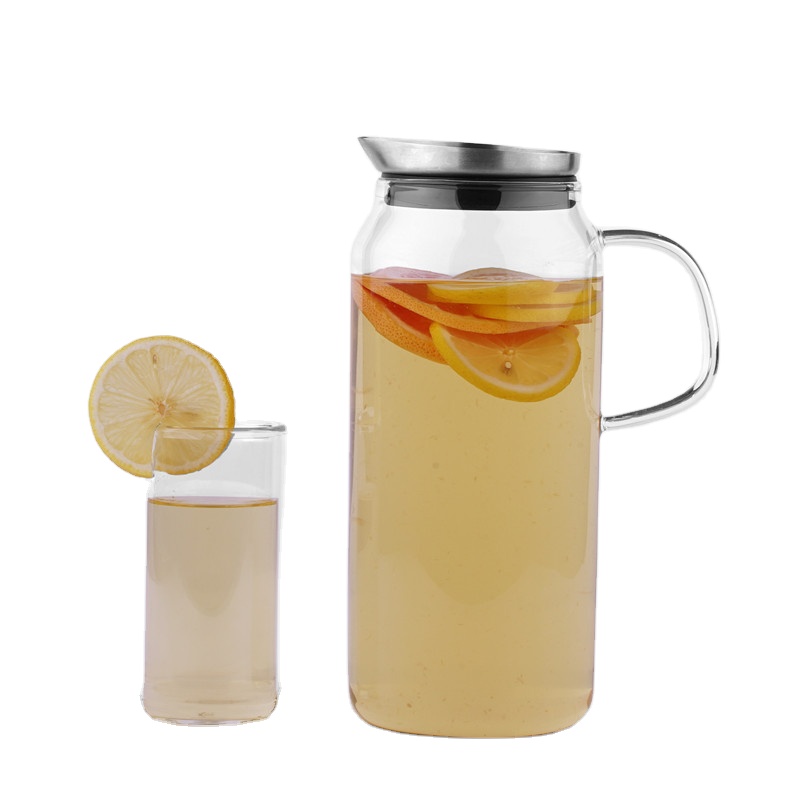 Eco-friendly High Capacity 1000Ml 1400Ml Borosilicate Glass Jug With Lid