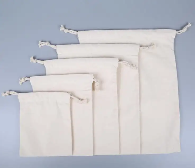 High Quality 100% Organic Cotton With 100gsm Cotton Drawstring Bag