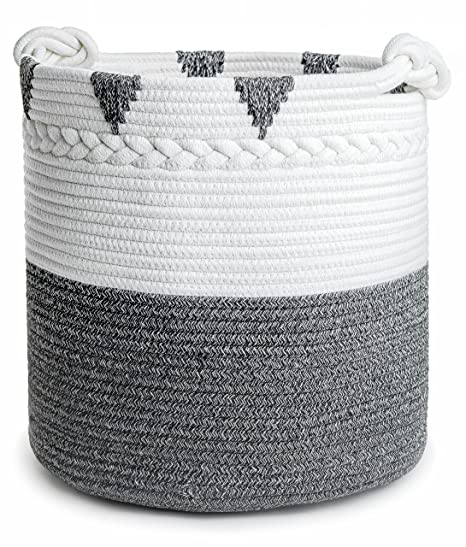 Wholesale Large Collapsible Hamper Baskets, Foldable Cotton Rope Clothing Storage Baskets,Lundry Baskets with Handles