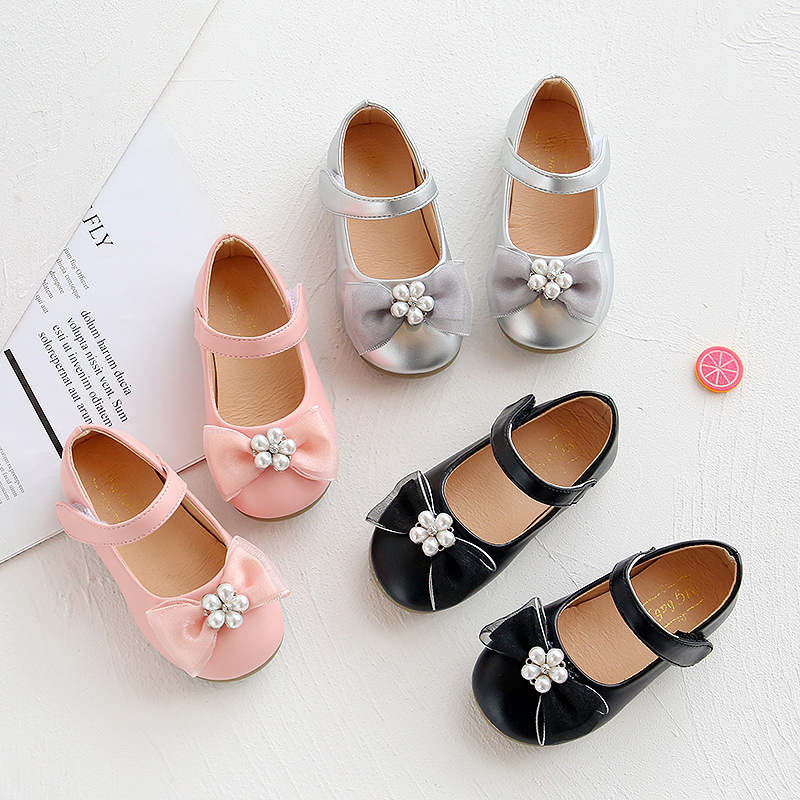 Children's sweet shoes Children's bow leather shoes soft bottom baby toddler princess kids fancy shoes