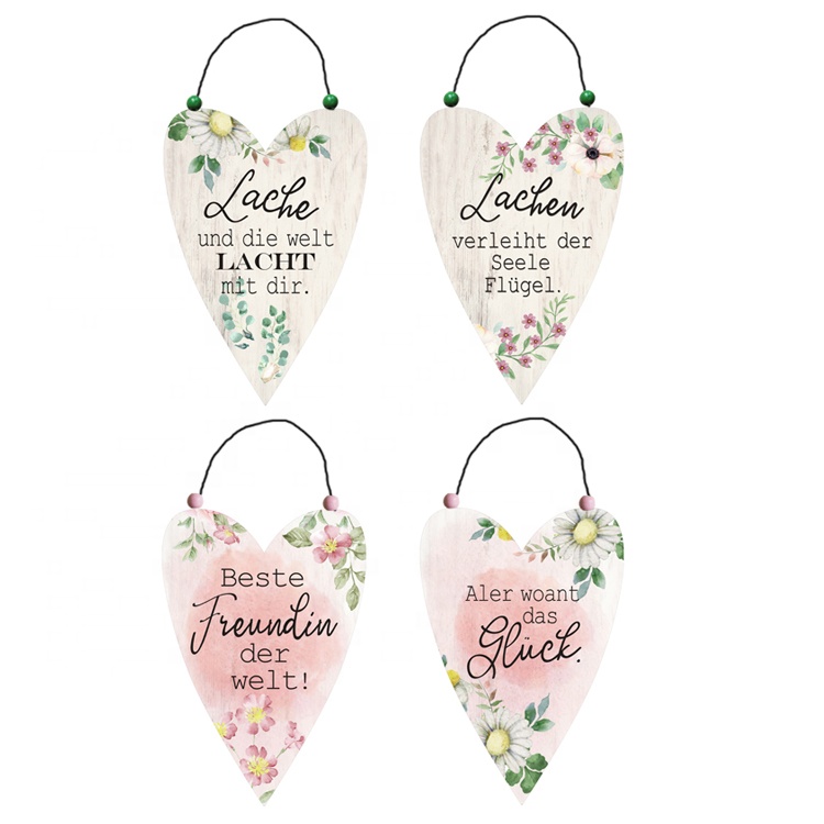 Hot sale decorative factory wholesale customized Valentine's Day sets of 4 paper metal sign with wire