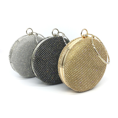 ROBO New full rhinestone small round bag dinner bag ladies socialite banquet handbag cross-slung chain bag wholesale custom