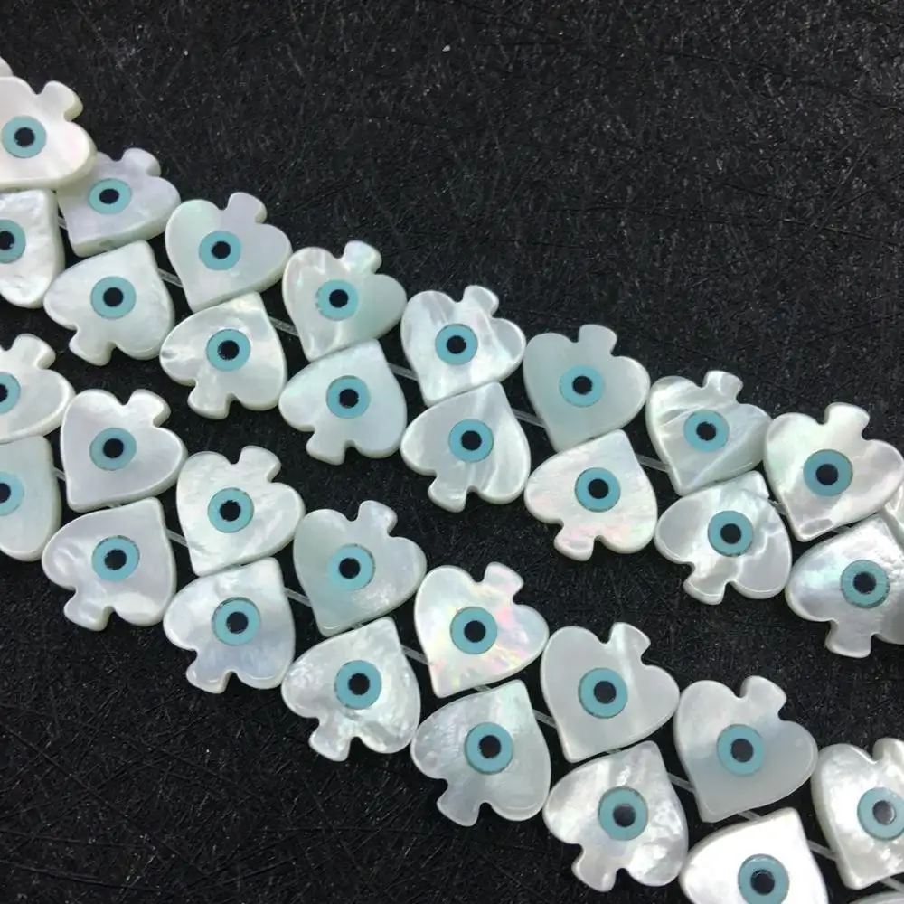 Turkey Evil eye 12mm Flower shape mother of pearl seawater shell beads wholesale