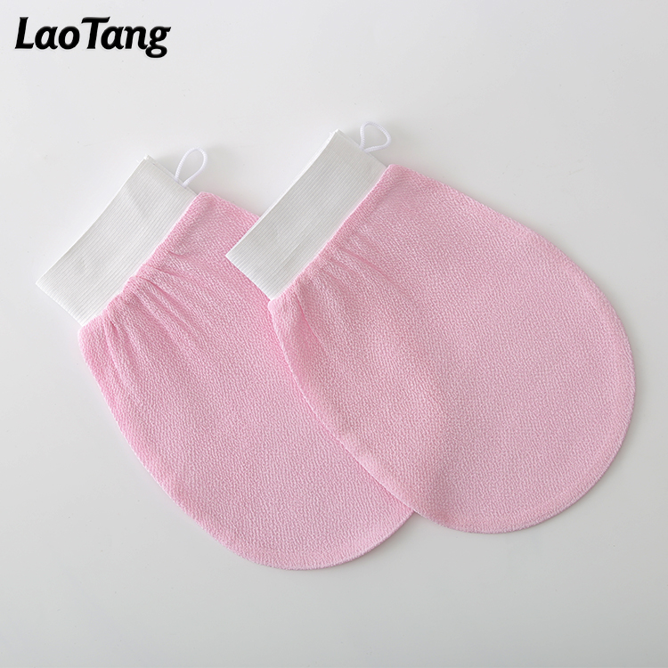 LAOTANG Ready to Ship Pink Exfoliating Glove Viscose Bath Mitt Body Scrub