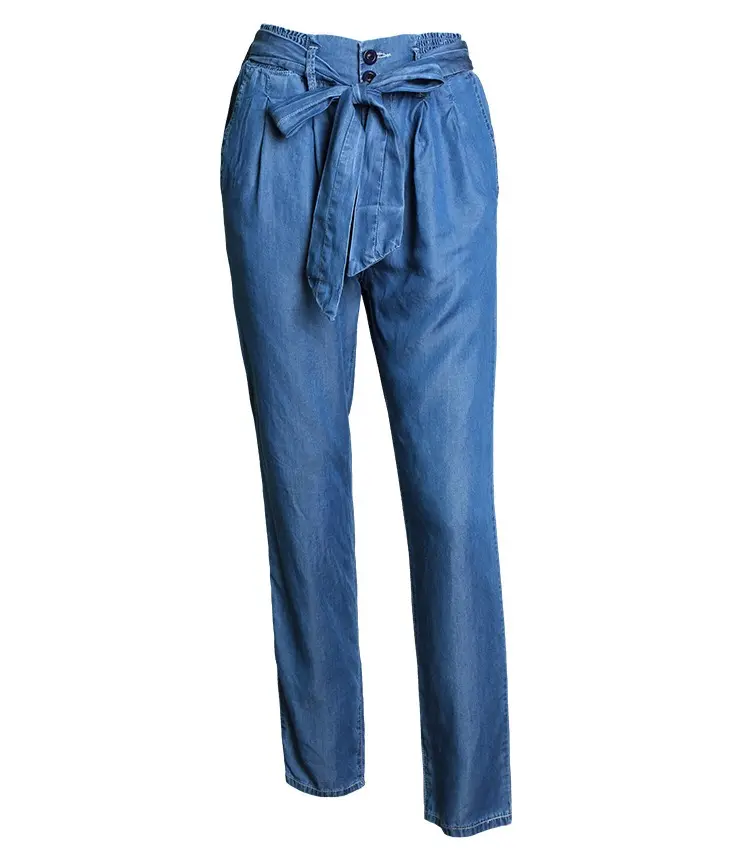 light blue baggy loose straight high waist elastic waist denim jeans women fashion button sash wide leg jeans for woman sexy