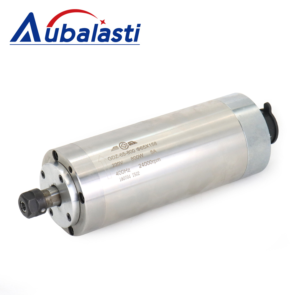 Aubalasti 800 Вт двигатель быстроходного шпинделя фасонно-фрезерного станка с ЧПУ 220V 5A водяного охлаждения шпинделя GDZ-65-800 ER11 24000 об/мин для станок по дереву с ЧПУ