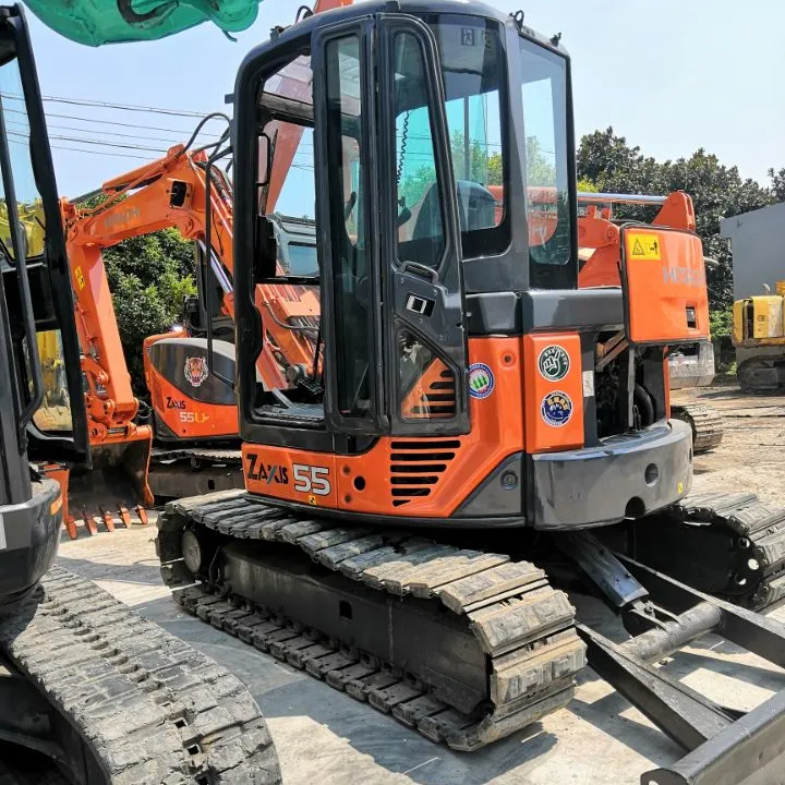 used second hand  Hitachii ZX55 0.19m3 5 ton mini crawler excavator with rubber track in good quality