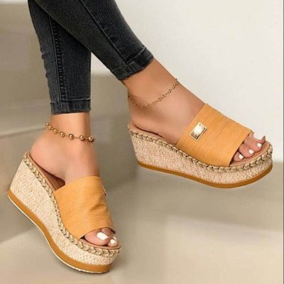 New arrive hot sell fashion flat sold wedges shoes ladies platform sandals women