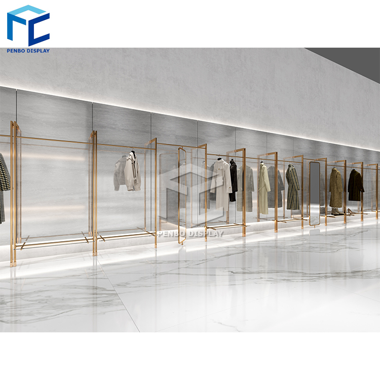 High End Female Clothing Display Rack Accessories Clothing Shop Fittings Clothing Rack With Shelves For Store Fixtures