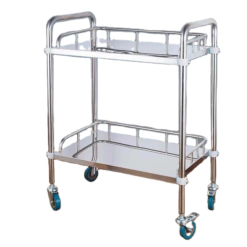 Good Quality 2-tier stainless steel instrument trolley clinic surgical trolley for hospital use