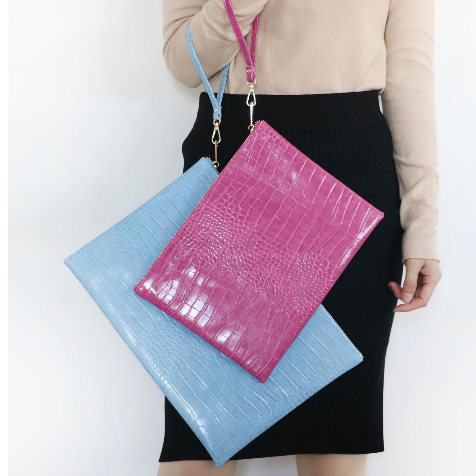 Hot sale exotic leather womenclutch bag python leather laptop case leather tablet handbag