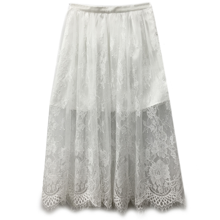Vintage mesh transparent mesh lace women's skirt