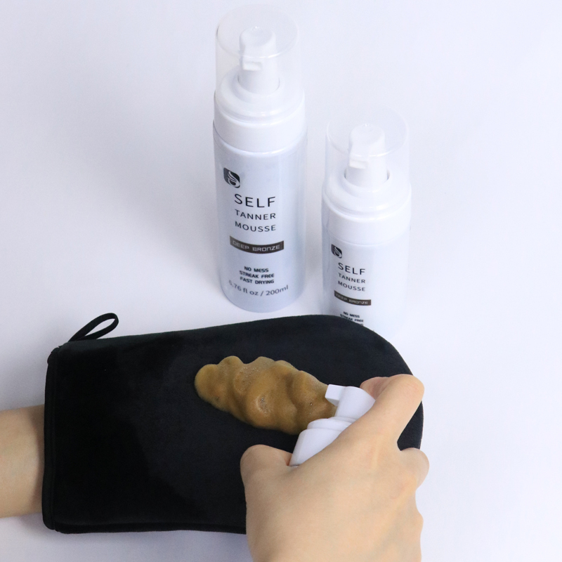 Waterproof Private logo Sunless Self Tanner Organic Fake Tan Foam Spray Tanning Solution Body Bronze Self Tanning Mousse