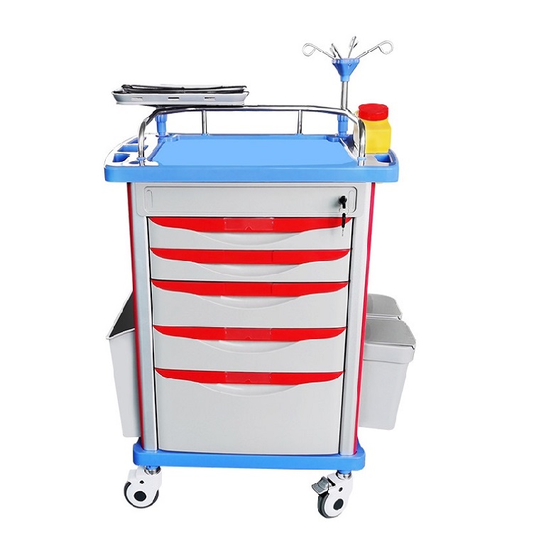MT medical CE ISO emergency ABS high quality hospital furniture lockable medical cart