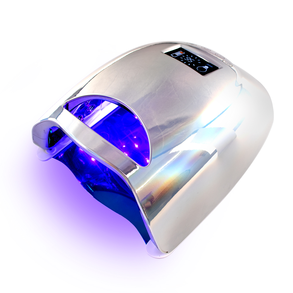 2021 New Color Holographic Silver Rechargeable 48w LED UV Nail Lamp with Private Logo