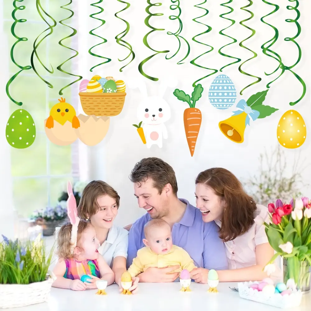 New Design Easter Party Supplies Happy Easter Banner Paper Material Family Party Decoration