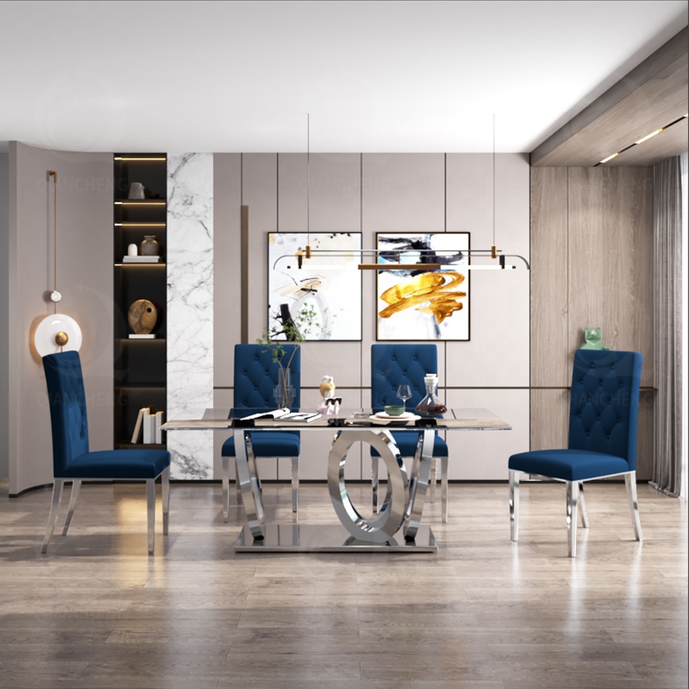 Space saving french style living room small dining room table and 4 chair sets