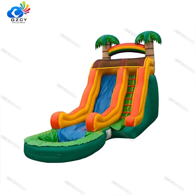 Super summer fun games water slide with pool combo mini inflatable slide
