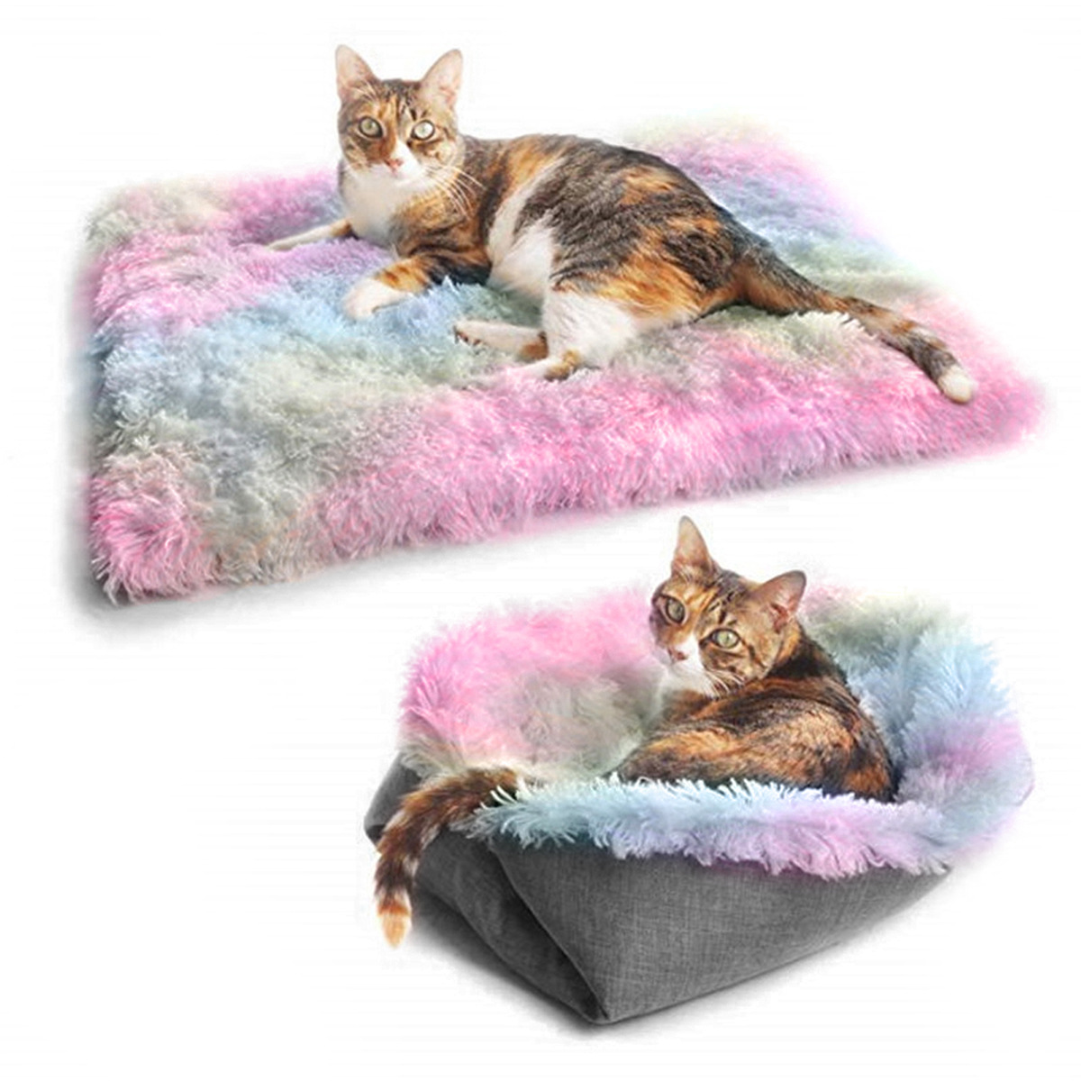 Wholesale Custom dual-purpose square Plush Dog Beds plush warm cushion Luxury Dog Cat Pet Bed