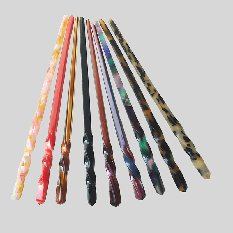 2021 New Style Korean Fashion acetate Hair Accessories chopsticks pattern Beautiful Acetate Hair Strip Hair Sticks