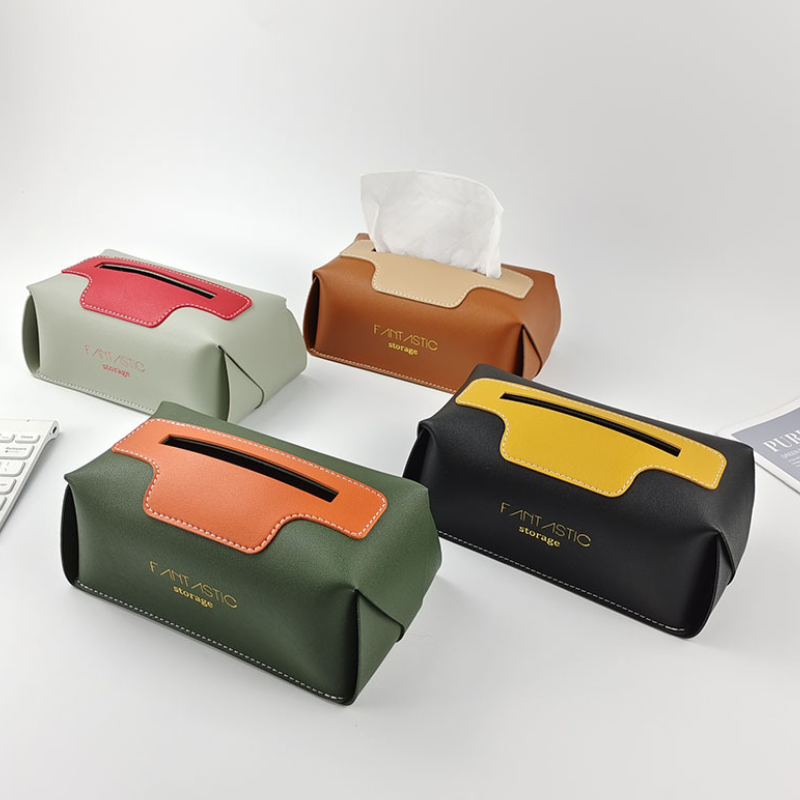 luxury PU Leather Tissue Box Cover Rectangular Tissue Facial Paper Cover Case Holder