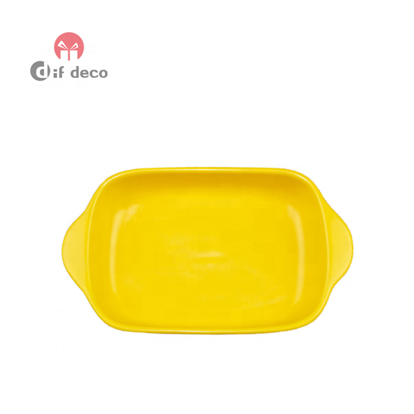 Wholesale Eco-freindly Two Ears Ceramic Baking Tray Dish For Dishwasher