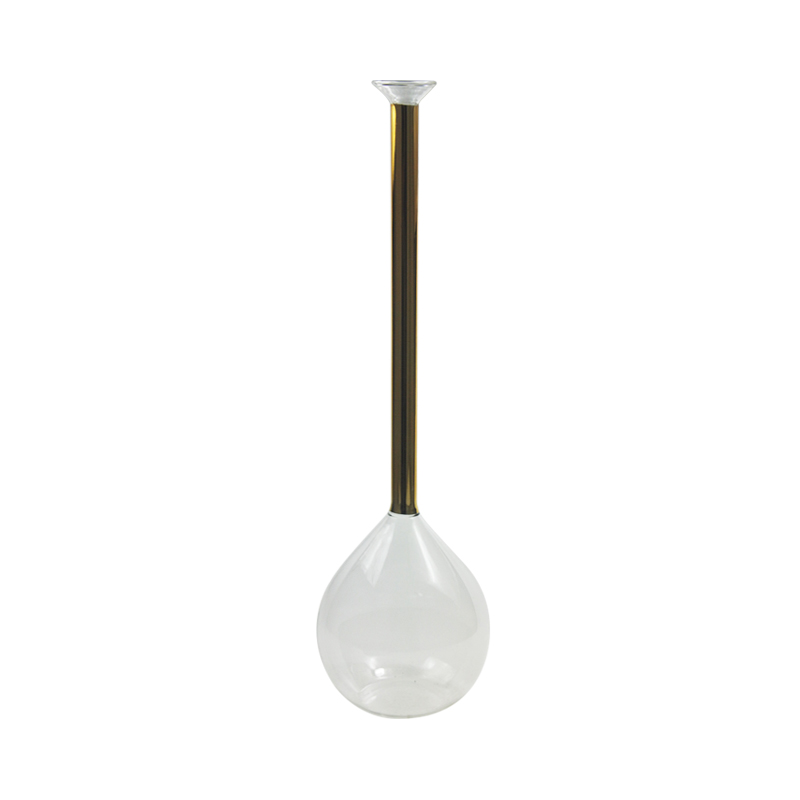 mouth blown elegant gold plate tall long stem glass vase ball base