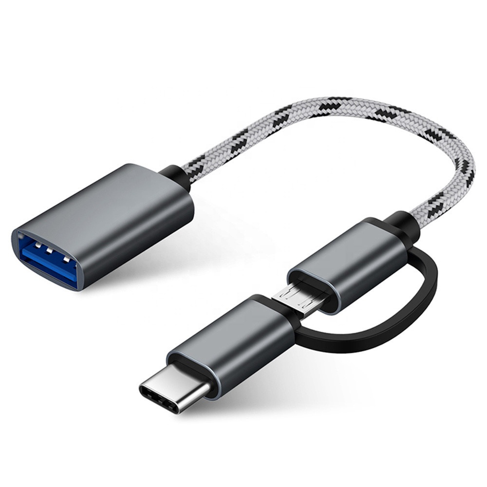 30% скидка 2 в 1 USB OTG адаптер кабель нейлоновая оплетка Micro/Type C адаптер синхронизации данных для мобильного телефона мыши клавиатуры Разъем для мобильного телефона
