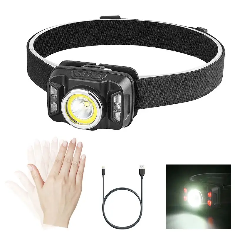 NEW Style USB Rechargeable Led Headlamp Waterproof, High Power Bright Factory Motion Sensor Headlamp