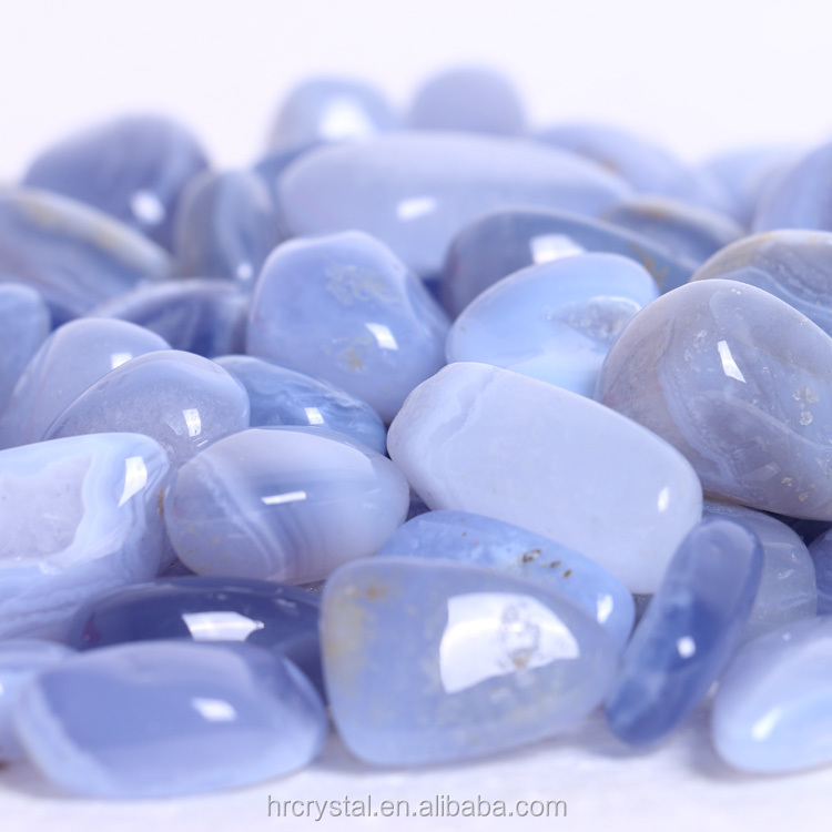 Wholesale Natural Crystal Polished Blue Lace Agate Tumble Stones For Decoration