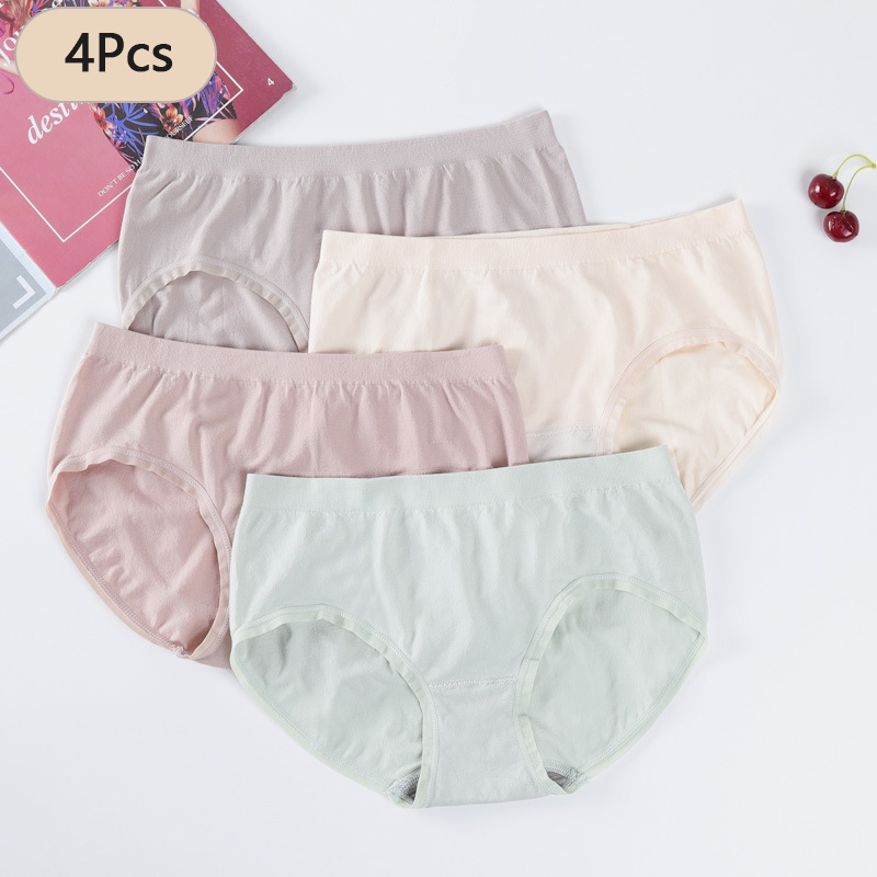 Factory wholesale 4Pcs/set Boxed Mid-waist seamless Breathable hip lift Graphene bottom crotch Women's spandex underwear panties