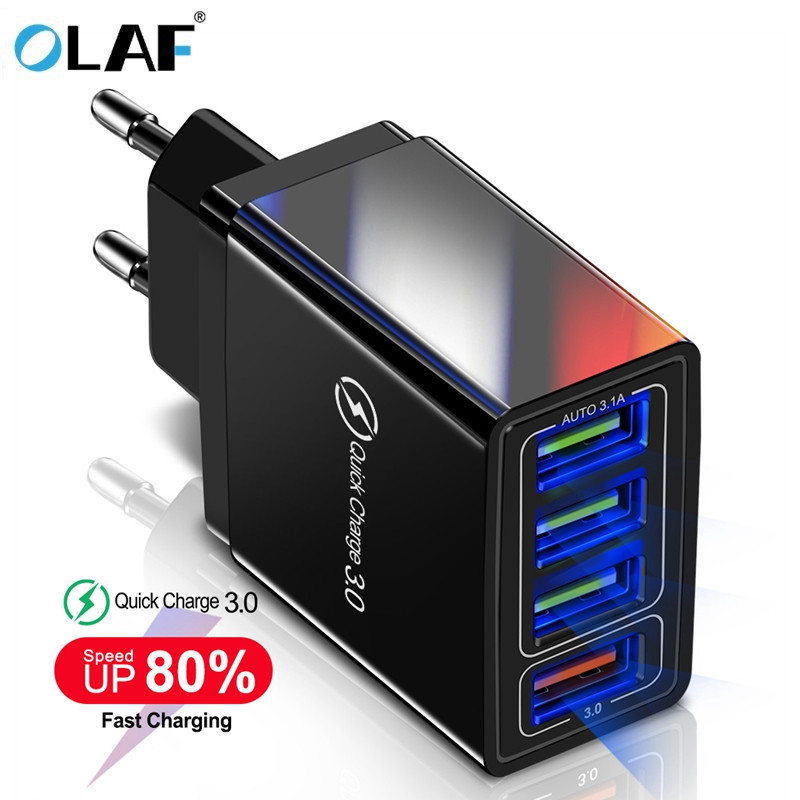 QC 3,0 usb штекер EU / US / UK быстрое зарядное устройство 3,0 настенное зарядное устройство адаптер питания 4 порта usb разъем