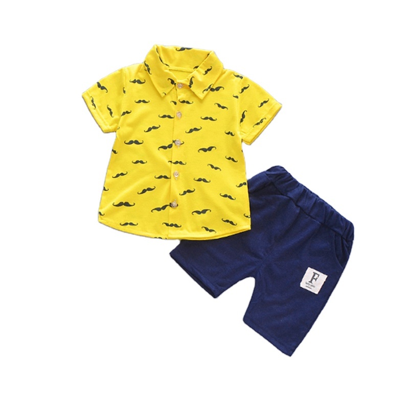 WEN Summer Print Moustache Baby Boys Clothes Sets 0-4 Year Old 2pcs Baby Boy Clothes
