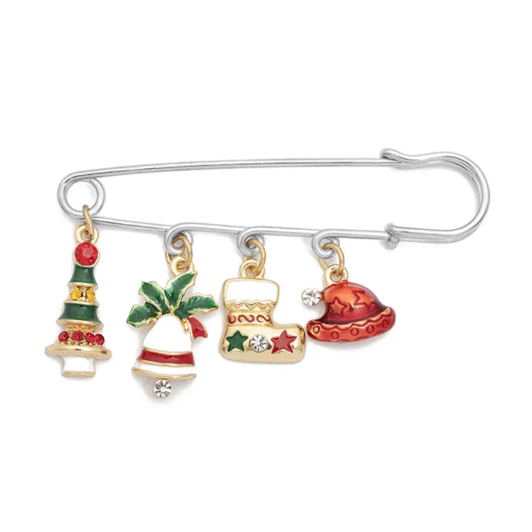 European And American Ornaments Cartoon Sex Pin Christmas Gift Cute Elk Antler Snowflake Santa Brooch