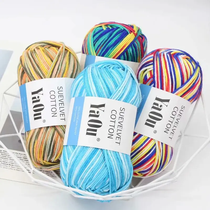 Amazon Hot Selling 8PLY Mercerized Milk Cotton Yarn 100g Colorful Hand Knitting yarn
