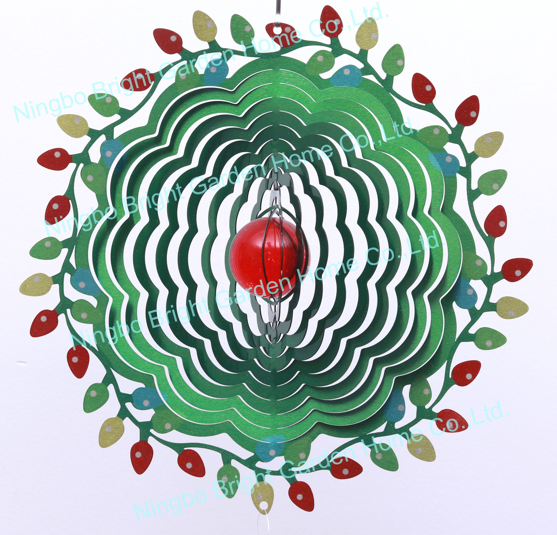 Amazon Hot Sale Stainless Steel Full Of Green 3D Wind Spinner With Sun Catcher