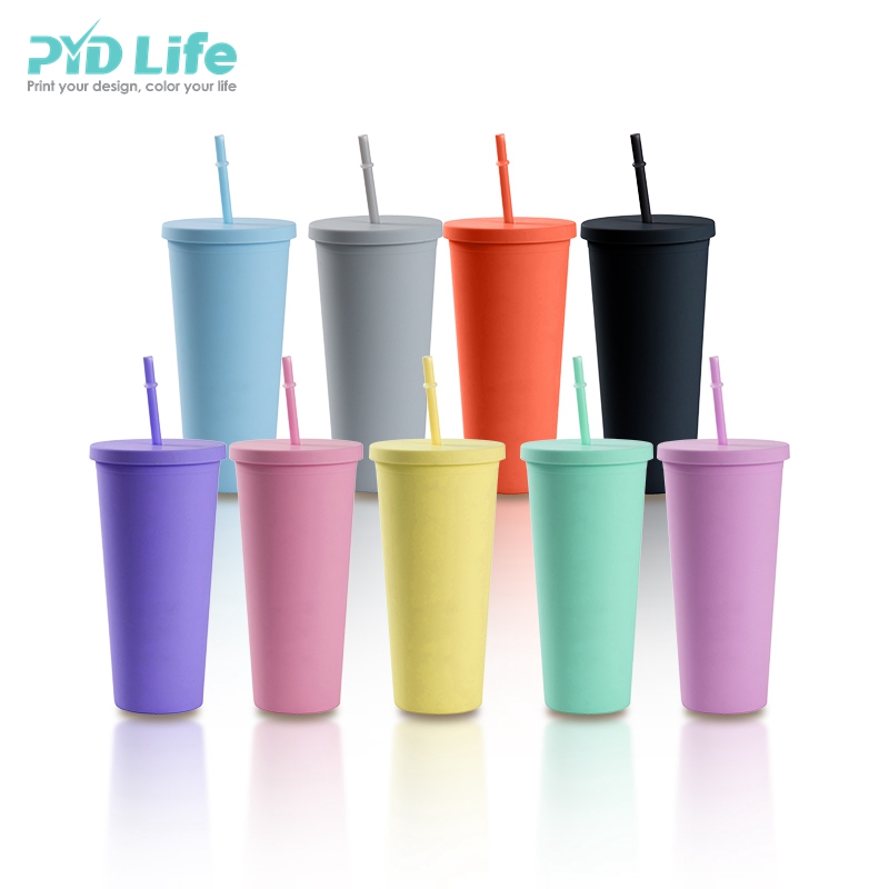 PYD Life 24 унции новейшие пластиковые соломинки для питья кофе с двойными стенками для стакана с соломинкой