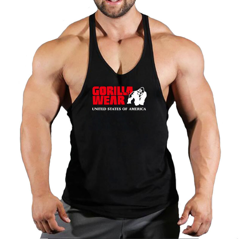 Gorilla wear fashion cotton sleeveless tank top men Fitness muscle shirt mens singlet Bodybuilding workout gym vest fitness men