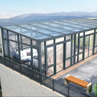 Four Seasons Aluminum Sunroom Cabins Insulated Garden Glass Rooms with Wood Frame Prefab Tiny House Sunrooms Glass Houses