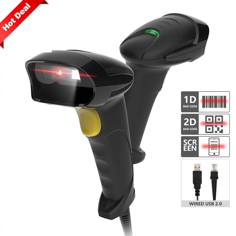 GTCODESTAR Hot Sales Barcode Scanners Laser Wireless QR Bar Code Reader Handheld 1D 2D Barcode Scanner For Supermarket
