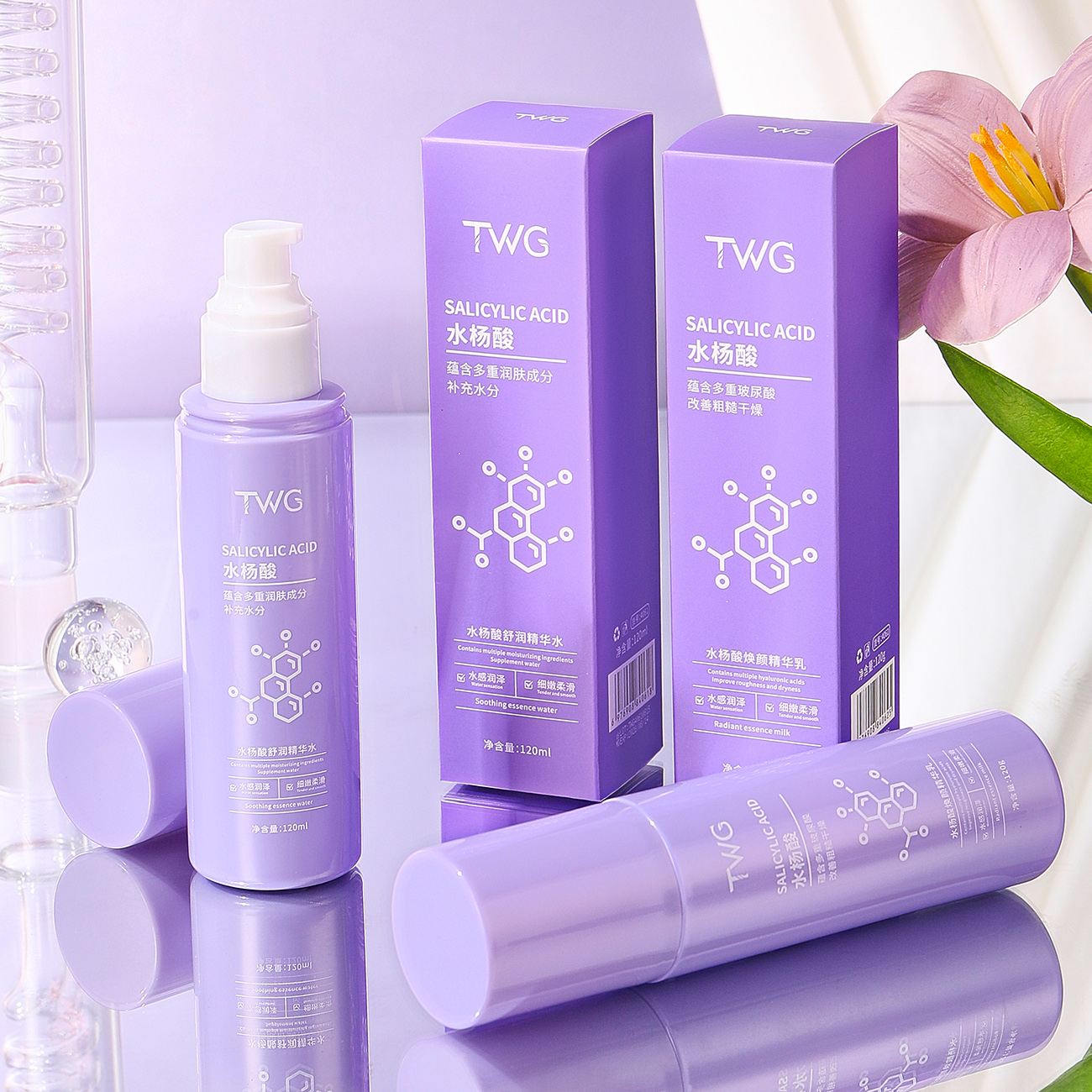TWG Private Label Moistuizing Face Care Set Skin Repairing Skin Toner Face Lotion Centella Salicylic Acid Skin Care Set