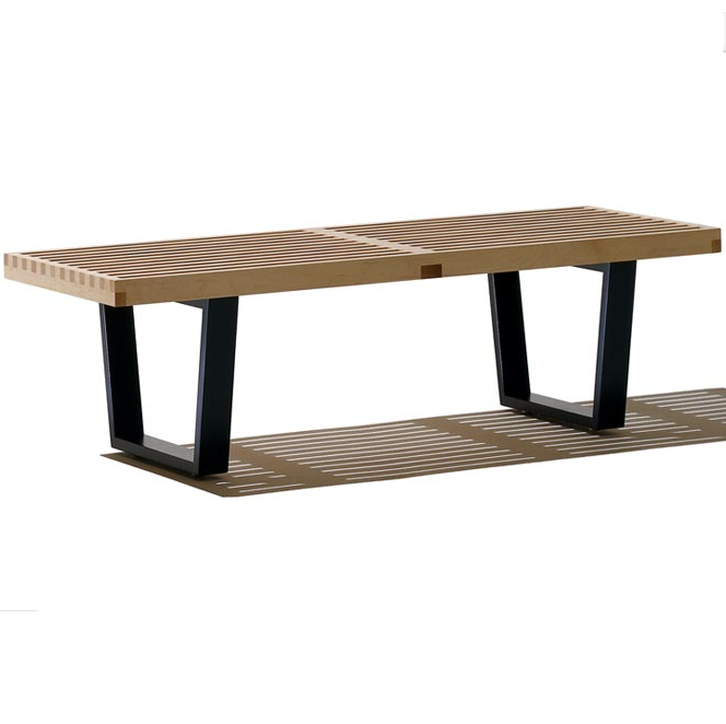 Mid Century modern furniture George Style Platform Bench in Natural Wood color by solid wood