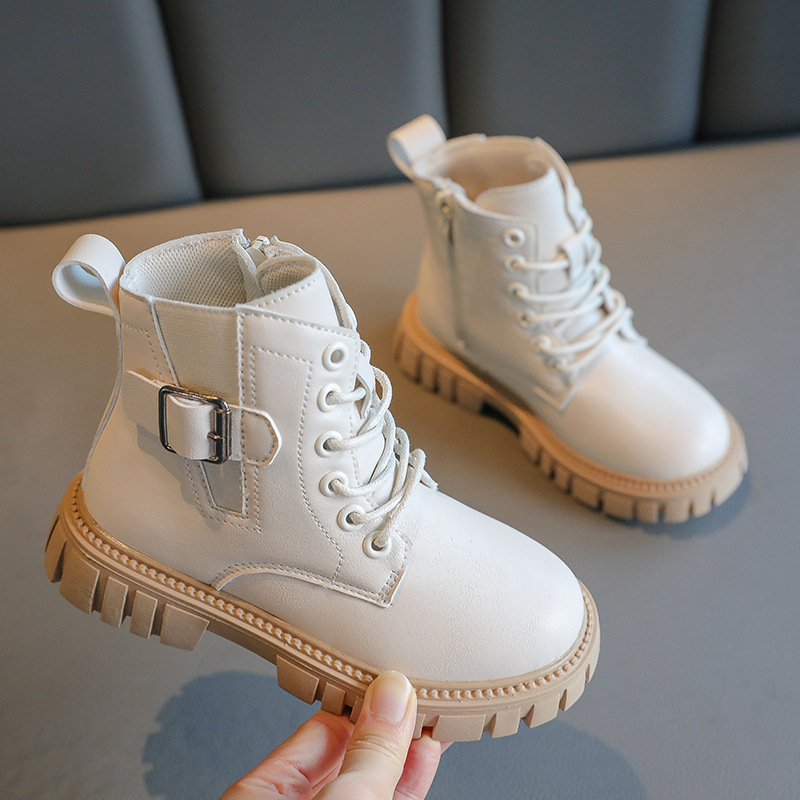 sh12189a New Girls Leather Martin Shoes British 2021 Winter Autumn Non-slip Boys And Girls Ankle Boots size 26-35