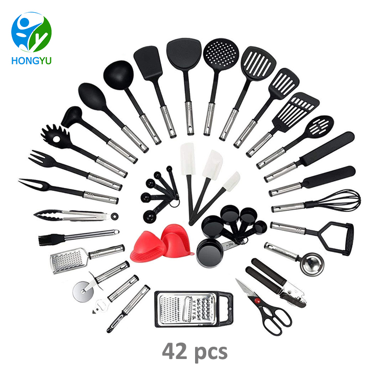 Wholesale Hot Silicone Stainless Steel Kitchen Accessories,Nylon Kitchen Utensils Cooking Set